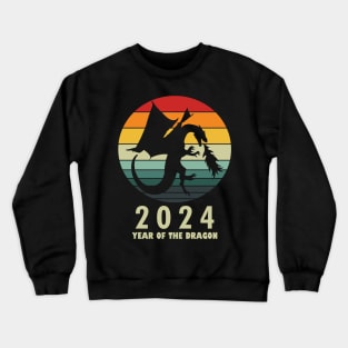 New Year 2024 Year Of The Dragon Retro Vintage New Year Crewneck Sweatshirt